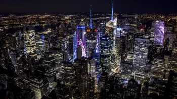 manhattan's glittering skyscrapers lit up at night, cities, city, cityscape, cityscapes, contemporary architecture, new york, night lights, lights, streetlights, street lamps, lighting, night, skyscrapers, the city at night, usa, united states, architecture, world