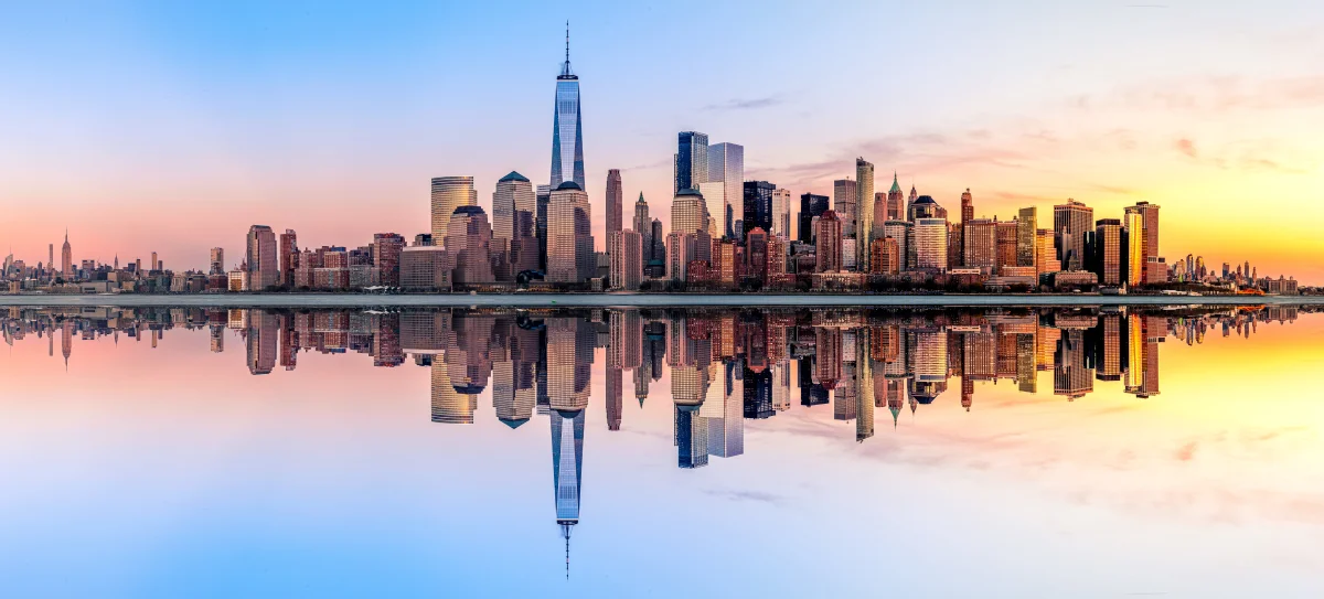 A panoramic view of Manhattan's skyscrapers
