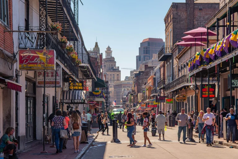 The bustling Bourbon Street