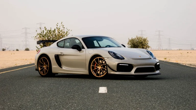 porsche cayman gt4 на пустынной дороге в оаэ, porsche cayman gt4, porsche, дороги, пути, трассы, шоссе, магистрали, автострады, проспекты, проезды, порше, пустыни, спорткары, электромобили, электрокары, авто, автомобили, машины