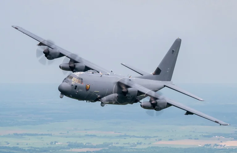 a lockheed martin c-130j super hercules in flight, lockheed ac-130 gunship, ac-130, airplanes, aircraft, aviation, lockheed, lockheed martinс, локхид, usa, united states, lockheed martin, technology