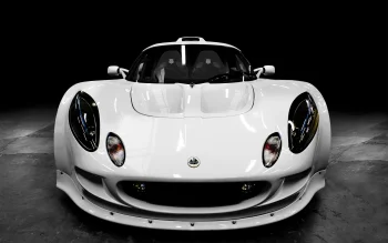 A snow-white Lotus Exige in studio lighting