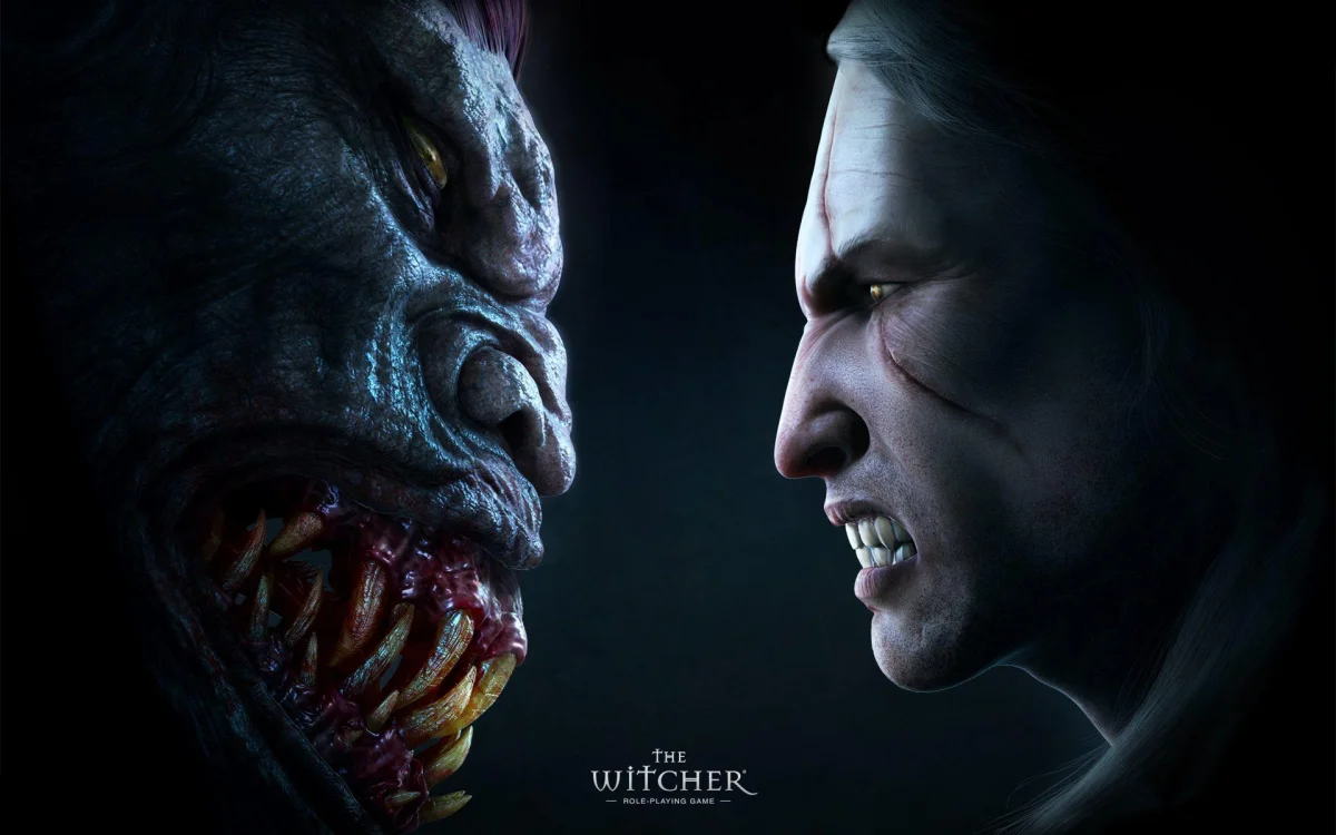 геральт из ривии против бруксы, the witcher, ведьмак, геральт, герои, клыки, монстры, мутанты, персонажи, актеры, фэнтези, игры