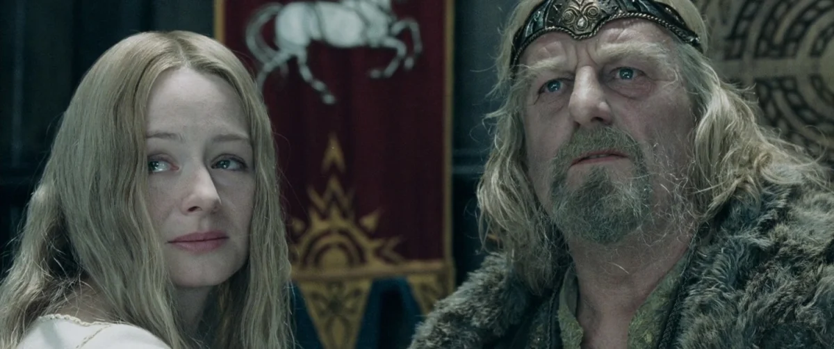 Éowyn and King Théoden in the halls of Edoras