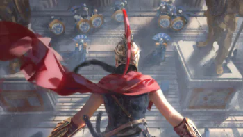 Cassandra in a Corinthian helmet (Assassin's Creed Odyssey)