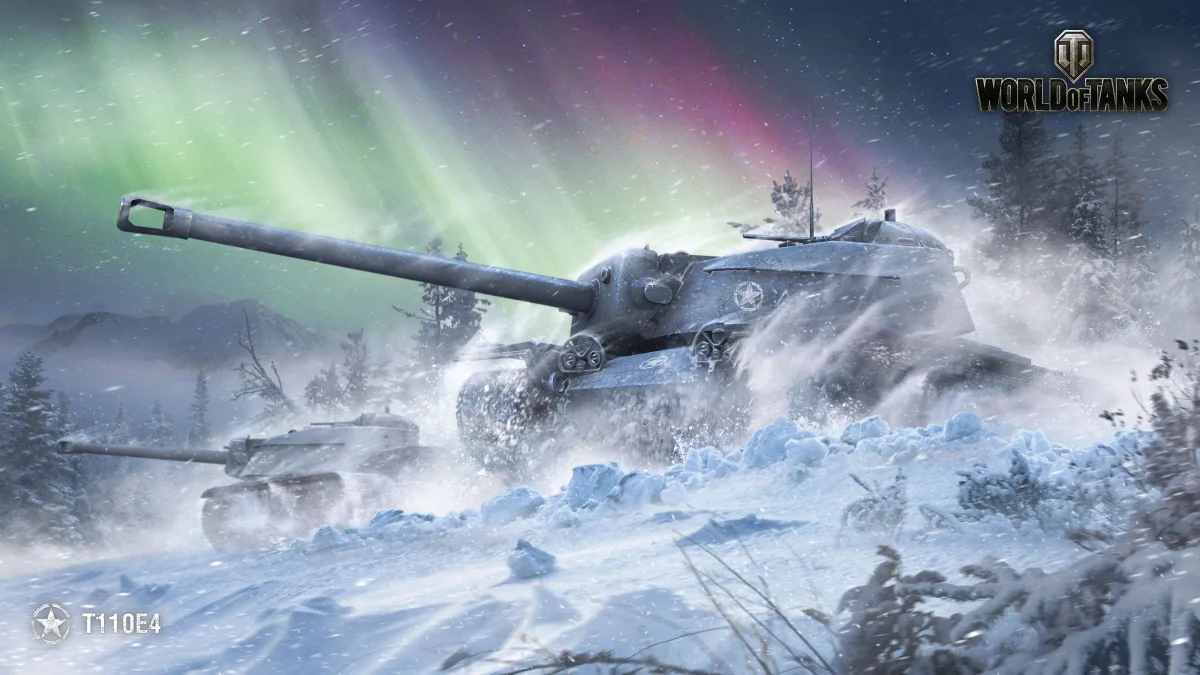 Американские танки T110E4 в заснеженном лесу