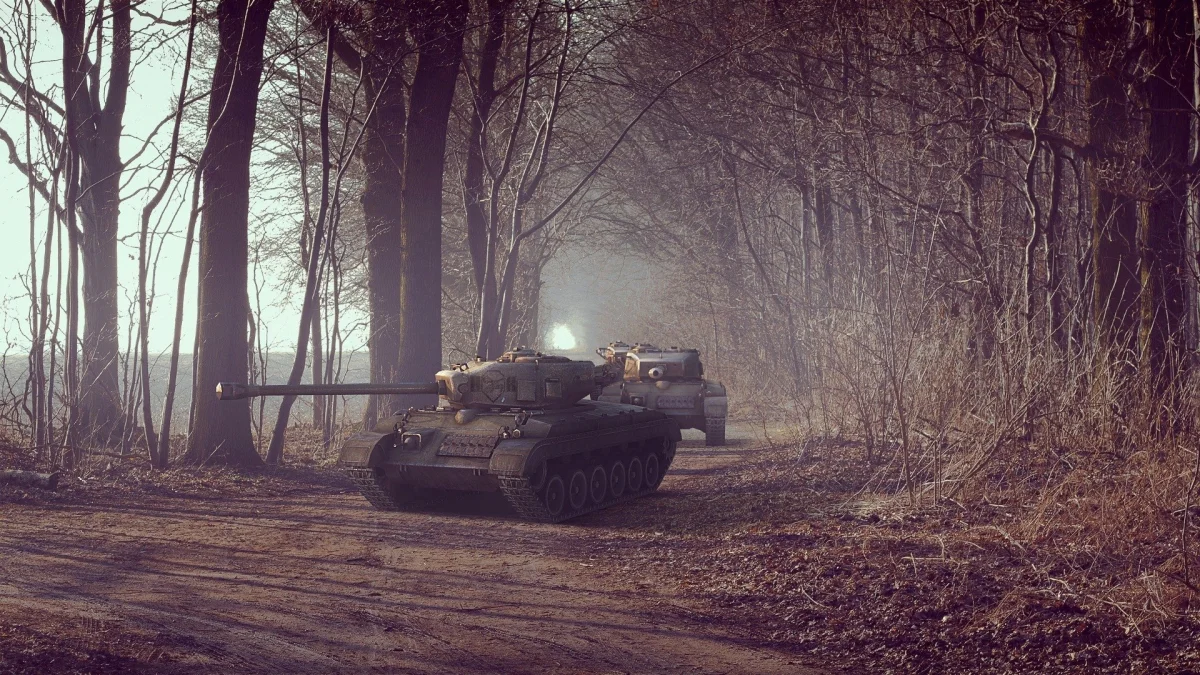 танки m46 patton в туманном осеннем лесу, m46 patton, wargaming, world of tanks, деревья, дороги, пути, трассы, шоссе, магистрали, автострады, проспекты, проезды, лес, леса, мир танков, осень, осени, танки, туманы, туман, игры