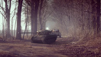 танки m46 patton в туманном осеннем лесу, m46 patton, wargaming, world of tanks, деревья, дороги, пути, трассы, шоссе, магистрали, автострады, проспекты, проезды, лес, леса, мир танков, осень, осени, танки, туманы, туман, игры