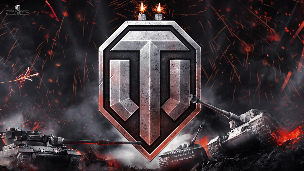 Праздничный логотип World of Tanks в огне сражений
