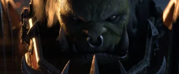 суровый взгляд орка в отблесках пламени, blizzard, warcraft, варкрафт, world of warcraft, вов, взгляды, взгляд, воины, персонажи, актеры, фэнтези, игры